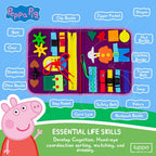 Peppa Pig Tablero Ocupado para Niños Pequeños – Juguetes Montessori para niños de 1, 2, 3, 4 años, Tablero Sensorial de Actividad Educativa para el Aprendizaje Preescolar de Habilidades Motoras Finas
