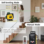 Nivel láser autonivelante, haz verde de 4 x 360° de cobertura de toda la habitación con control remoto y ventana giratoria para colgar fotos y renovar el hogar