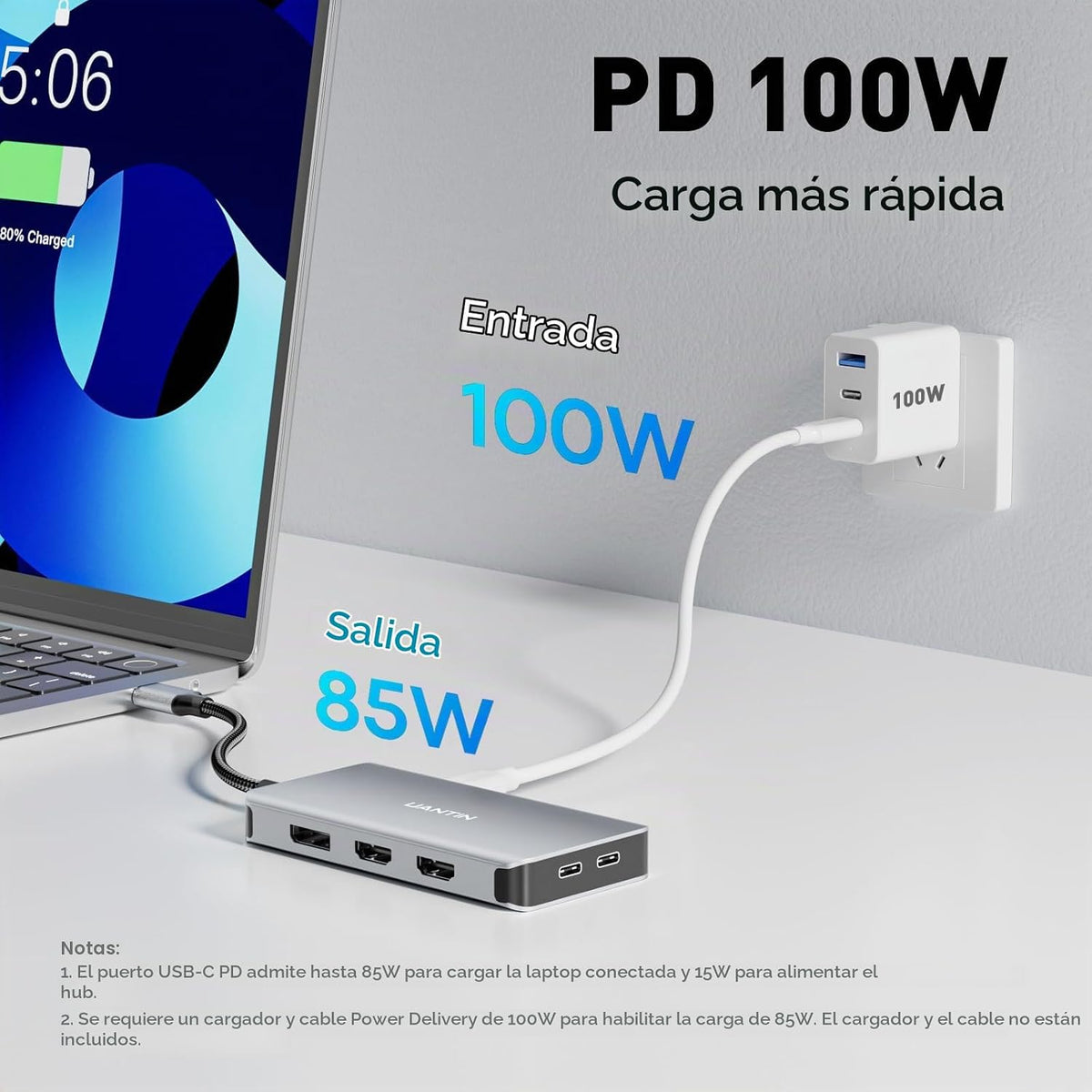 UANTIN - Estación de acoplamiento USB C con monitor dual, estación de acoplamiento para laptop 3 monitores