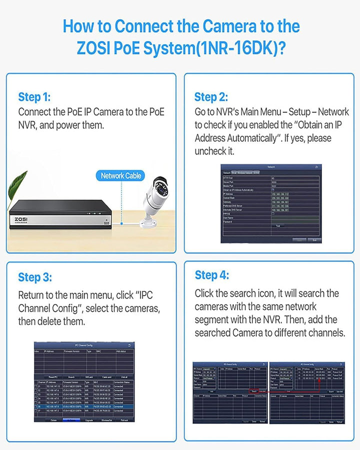 ZOSI 2PK - Cámara de seguridad PoE complementaria de 5 MP con cable...