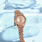 NIBOSI Relojes para mujeres, reloj analógico de cuarzo, esfera de acero inoxidable con día y fecha, luminoso, impermeable, elegante, clásico, de diamante, lujoso, para muñecas pequeñas