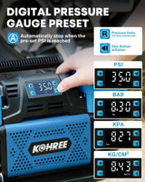 Kohree Compresor de aire de 12V de doble cilindro con panel de visu...