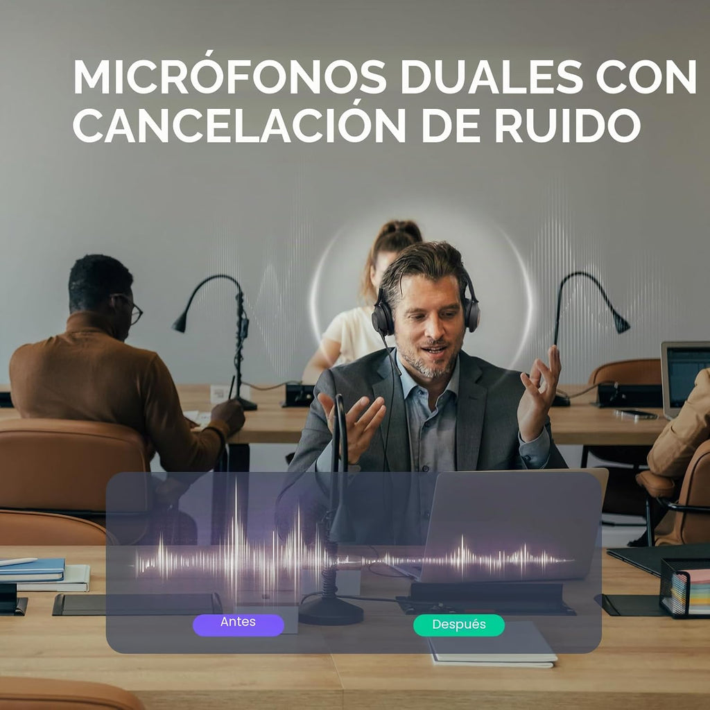 Yealink Auriculares USB UH37 con micrófono de cancelación de ruido, auriculares con cable para computadora portátil, certificados por equipos, cable USB-A/C, funciona con zoom y otras plataformas UC