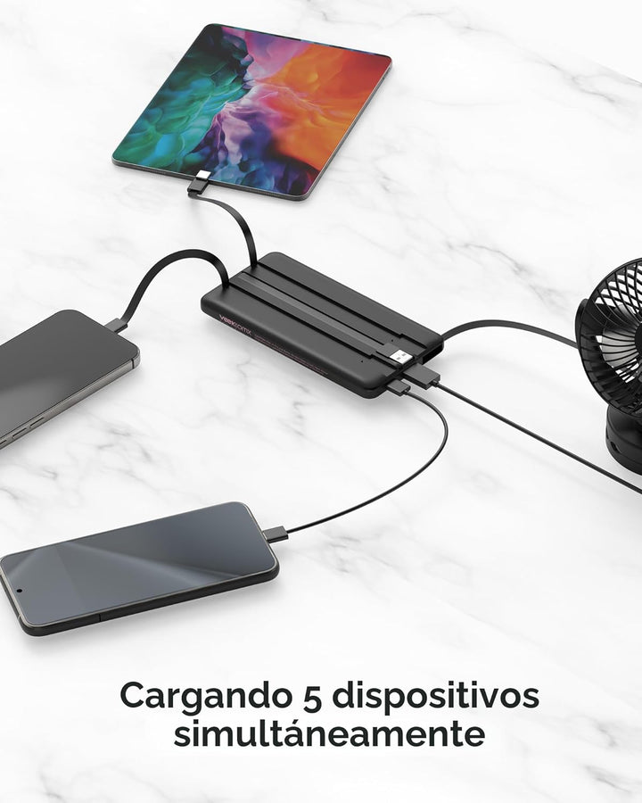 VEEKTOMX Cargador portátil con cables integrados, cargador de bater...