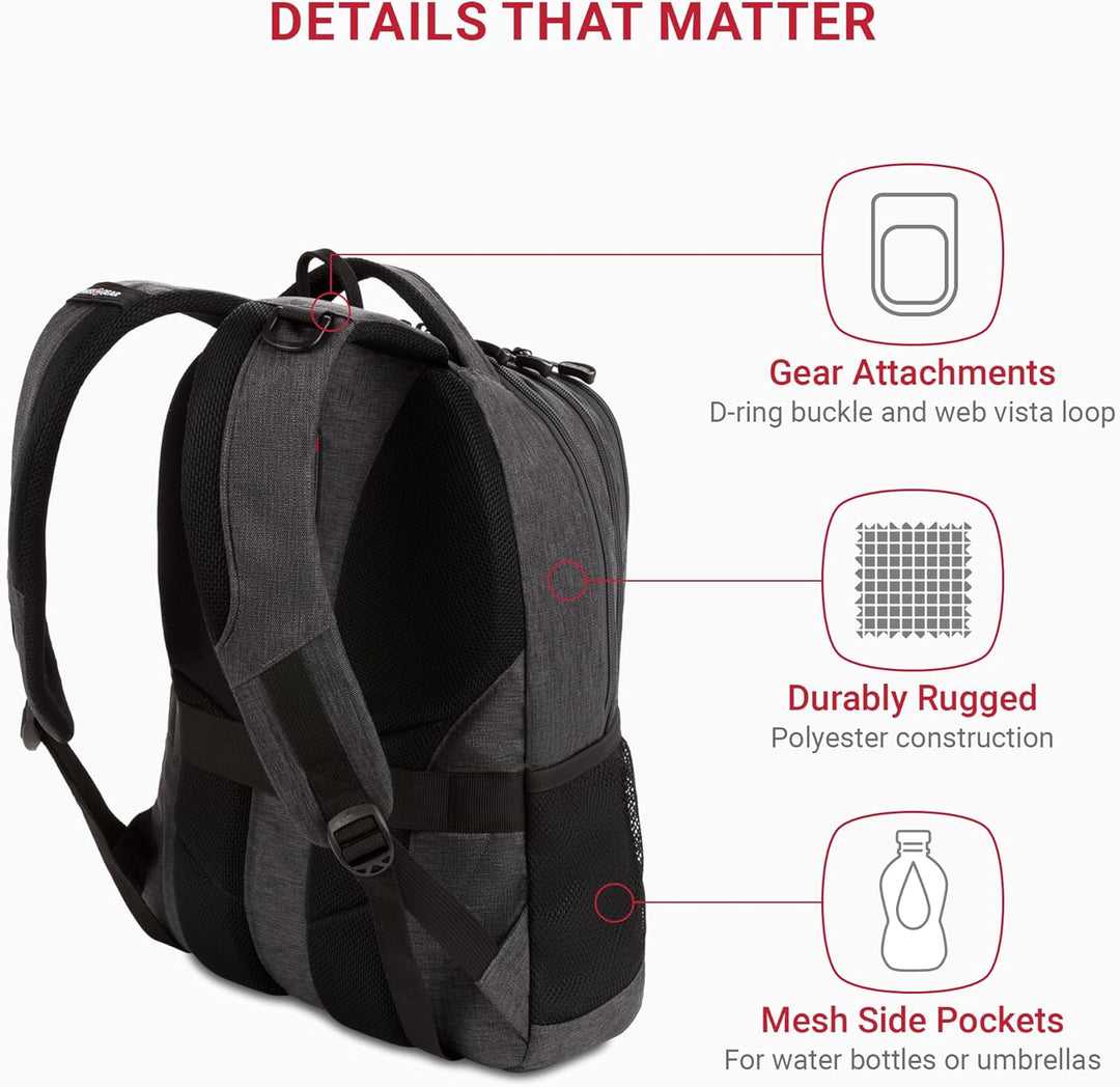 SwissGear - Mochila para laptop Cecil 5505, Carbón vegetal