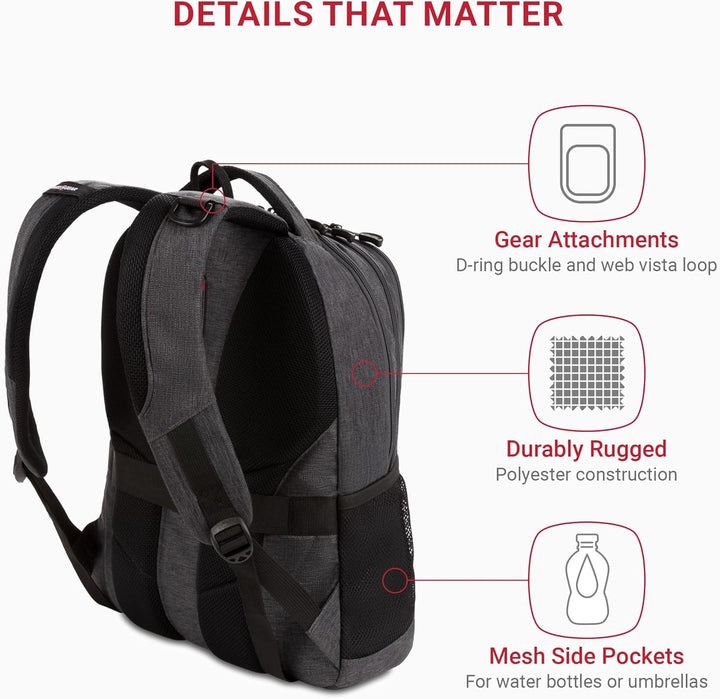 SwissGear - Mochila para laptop Cecil 5505, Carbón vegetal