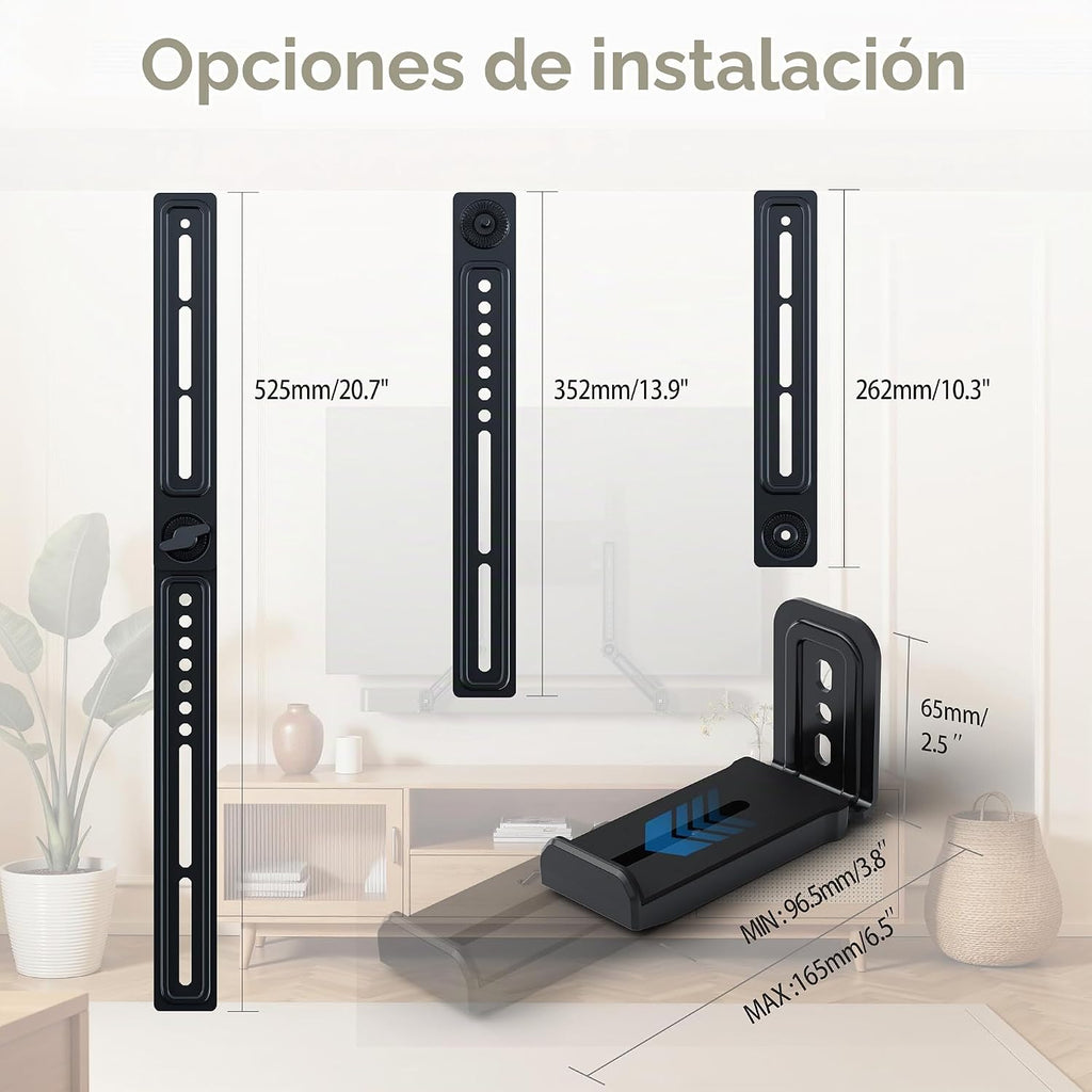 La barra de sonido se monta debajo del televisor, profundidad