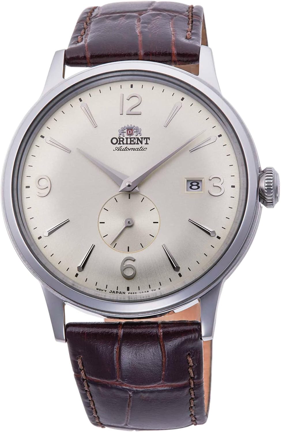 Orient Reloj analógico automático para hombre con correa de piel RA-AP0003S10B, plateado metálico, correa