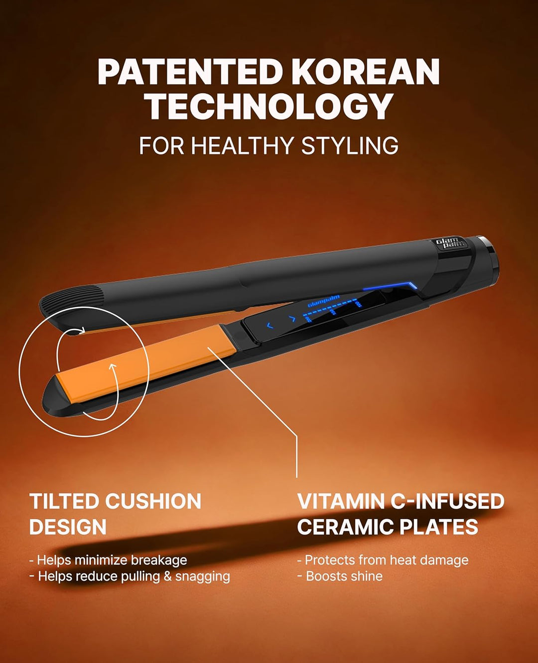 GLAMPALM GlamMuse GP201T - Plancha de cerámica de 1 pulgada con inf...