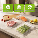 Bonsenkitchen Bolsas selladoras al vacío precortadas, 200 unidades tamaño cuarto de galón de 8 x 12 pulgadas, sin BPA, bolsa selladora al vacío de alimentos con textura de grado comercial, bolsas