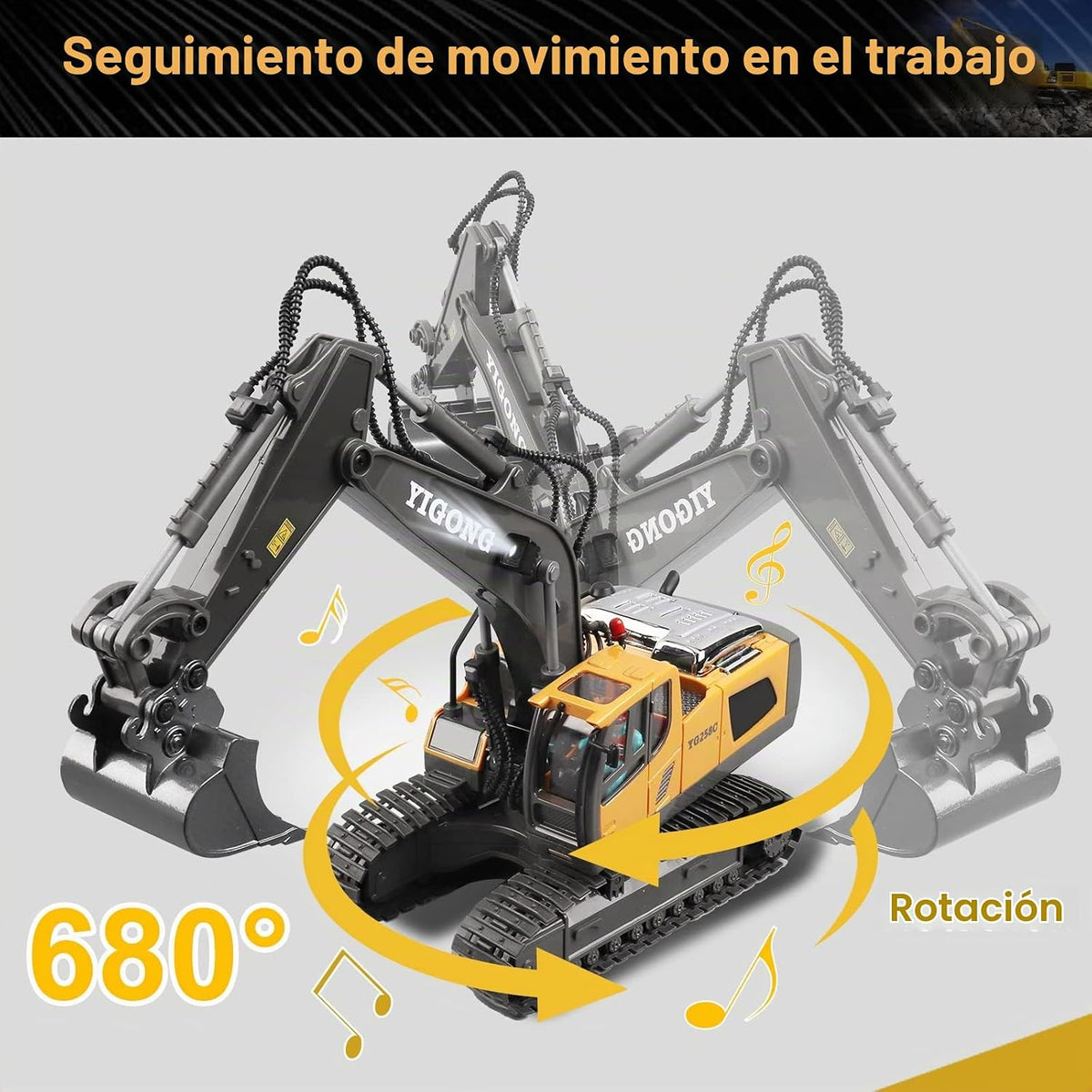 Dwi Dowellin Excavadora Controlada por Radio para Niños, Juguetes de Construcción Excavadoras RC para Niños de 4-7, 8, 9, 10 Años, Juguetes Ideales, Incluye Baterías