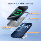 Miracase Funda de silicona y magnética para iPhone 15 Pro, azul oscuro