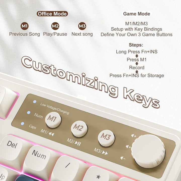 AULA Teclado Gaming S99, Teclados de Computadora Inalámbricos, Tri-...