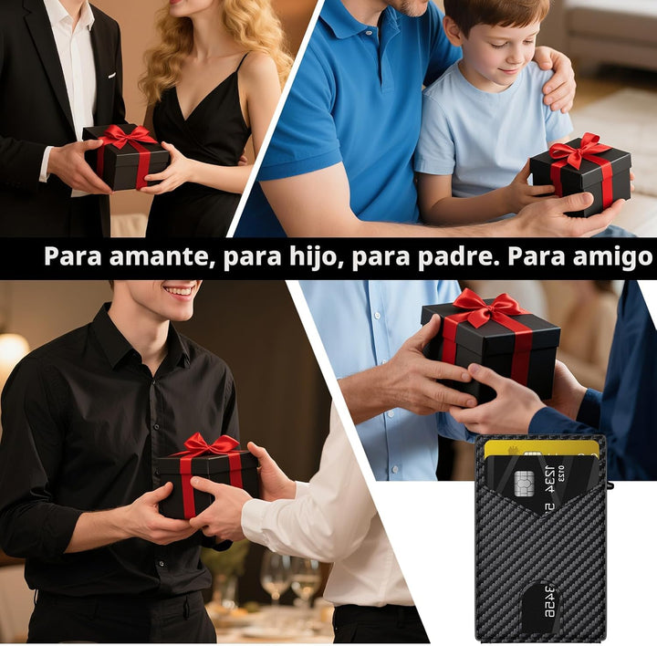 KISUEDZP Cartera delgada para hombres con bloqueo RFID, soporte de...