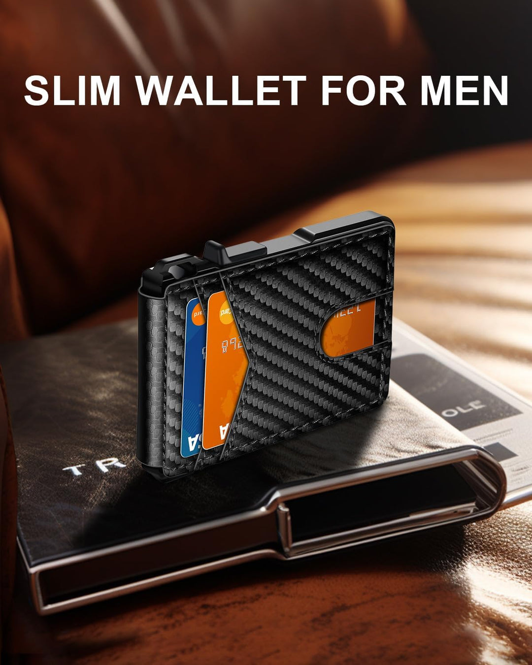 Cartera para hombres, cartera minimalista para hombres de 9-13 tarj...