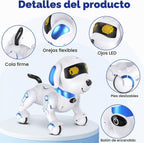 Robot Dog - Robot robot de control remoto con baile cantante, juguete para niños, 17 funciones E Interactivo Perro para 6+, programable inteligente interactivo robótico mascotas, azul y blanco