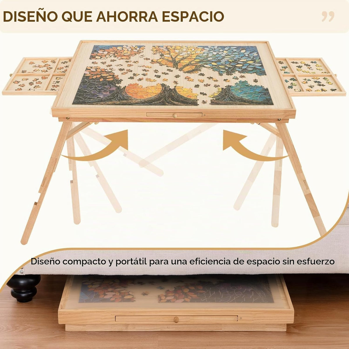 TEAKMAMA - Mesa de rompecabezas, 1500 piezas, tablero de rompecabezas de