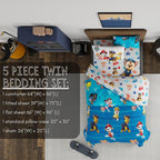 Paw Patrol Ropa de Cama para Niños Edredón y Juego de Sábanas Súper Suave con Funda, 5 Piezas Tamaño Twin, (100% Producto Oficialmente Licenciado de Nickelodeon) Por Franco