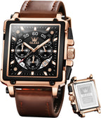 OLEVS Relojes para Hombre Cuadrados de Cuarzo Piel Impresión Fresca Resistente al Agua Moda Casual
