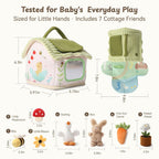 let's make Juguete sensorial para bebés de 6 a 12 meses, juego de cabaña 2 en 1 con conejito de abeja de ganso de peluche, granero suave, granero suave, juguetes Montessori de viaje para bebés