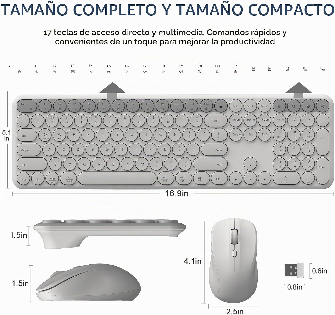 Combo de teclado y mouse inalámbrico - Teclado y mouse inalámbricos...