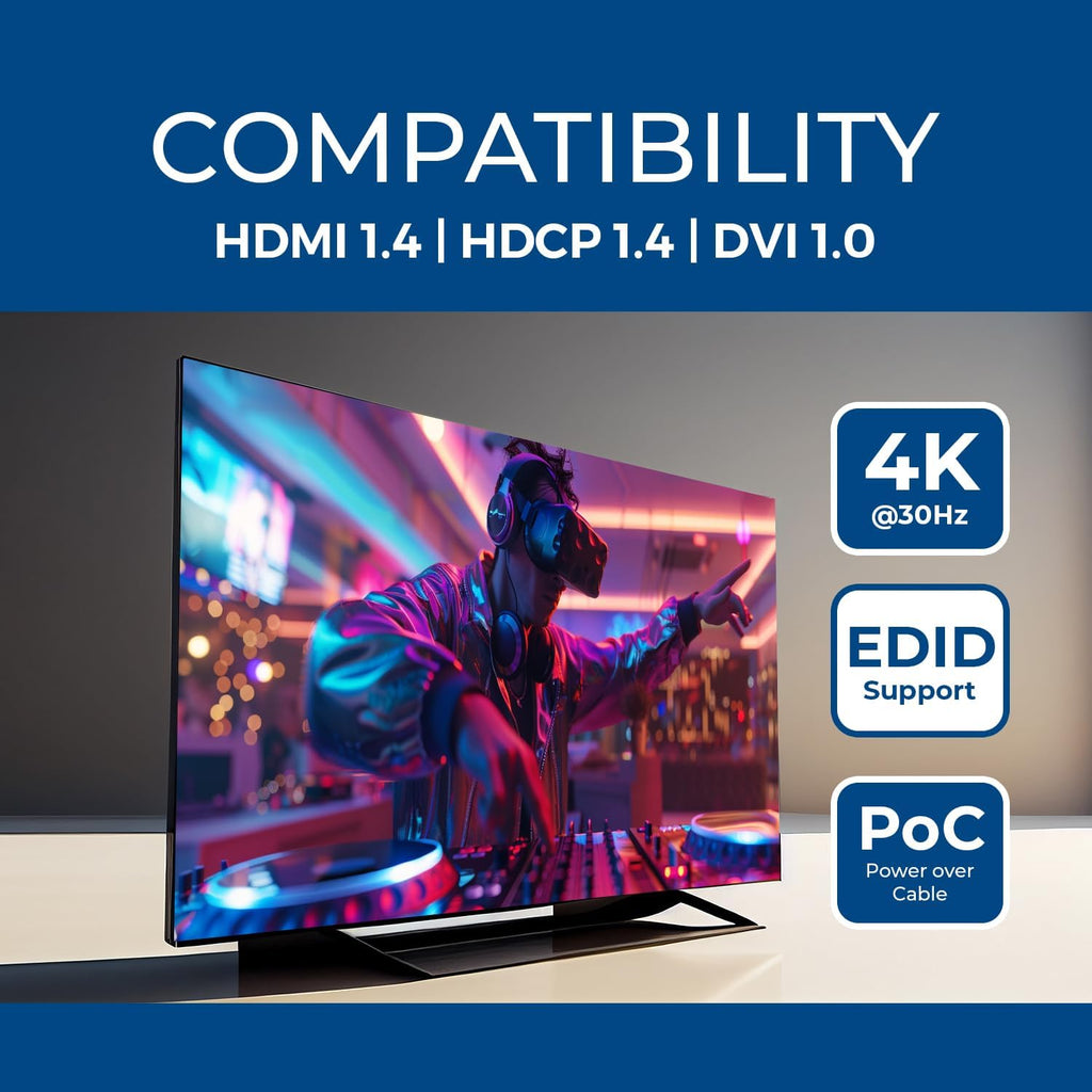 OREI Extensor HDMI sobre Cat5 165 pies - 4K @30Hz con IR, Loop Out, EDID
