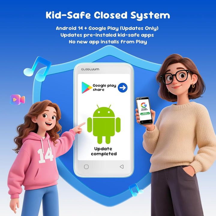 Globluum Reproductor MP3 de 80 GB para niños, controles parentales,...