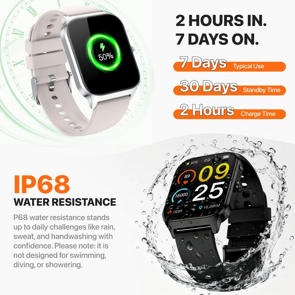 Reloj inteligente para mujeres y hombres, (responder/hacer llamadas) 1.83 pulgadas, HD, rastreador de actividad física smartwatch compatible con Android, iPhone iOS, contador de pasos impermeable IP68