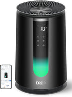 DREO AHAM VERIFIDE - Purificador de aire inteligente para el hogar, dormitorio, mascotas, humo, polvo, polen y olores, Wi-Fi/Voz/Alexa, monitor PM2.5, automóvil, turbo, modo de sueño HEPA, DR-HAP008S