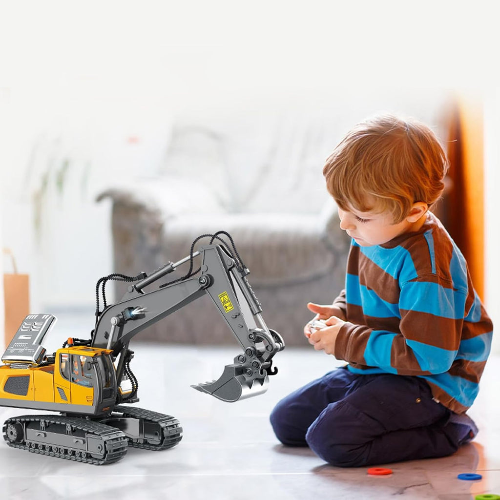 Dwi Dowellin Excavadora Controlada por Radio para Niños, Juguetes de Construcción Excavadoras RC para Niños de 4-7, 8, 9, 10 Años, Juguetes Ideales, Incluye Baterías