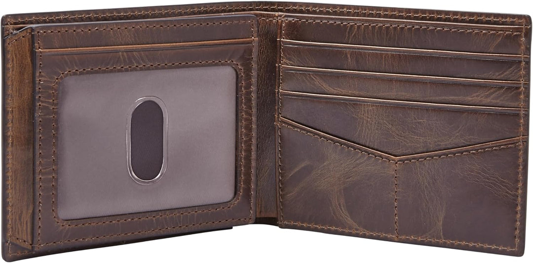 Cartera Fossil para hombre, de piel, plegable, con bloqueo RFID y v...