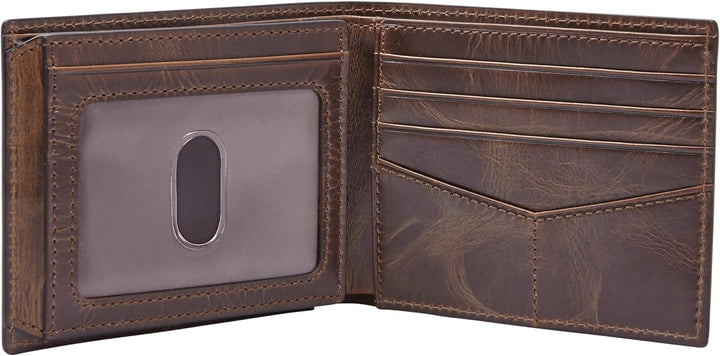 Cartera Fossil para hombre, de piel, plegable, con bloqueo RFID y v...