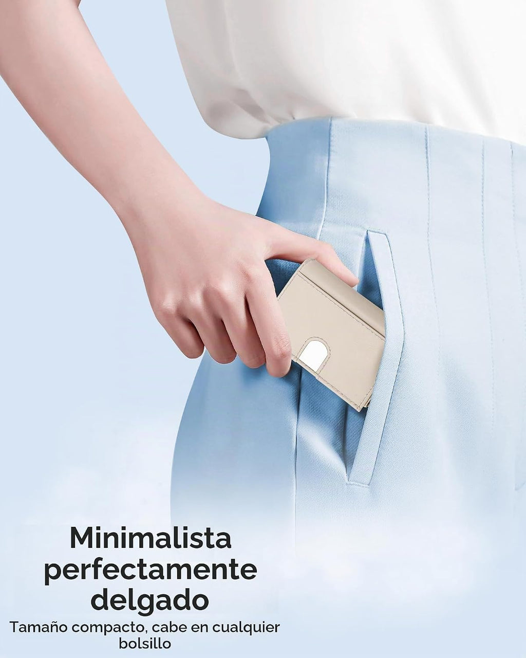 Cartera mejorada 2026 para hombre, bloqueo RFID [desplegable suavemente] Soporte para tarjetas de crédito minimalista triple billetera delgada de metal y ranura para efectivo, cartera de bolsillo