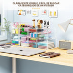 Organizador acrílico de 16 cajones para almacenamiento y maquillaje para escritorio