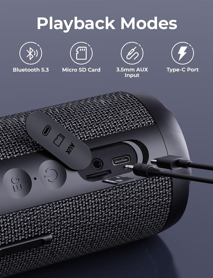 RIENOK - Bocina Bluetooth 5.3 portátil de 30W, emparejamiento dual,...