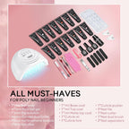 JEWHITENY Kit de uñas de gel de extensión de polímero de 14 colores con lámpara U V, a04