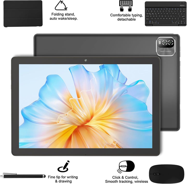 NEWISION Tablet Android 16 de 10 pulgadas con teclado, 12 GB de RAM...