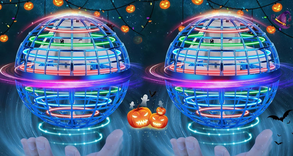 Bola de orbe voladora, mini dron controlado a mano para niños, bola de mosca de boomerang de luz RGB, juguetes espaciales portátiles recargables por USB, juguetes espaciales portátiles recargables por