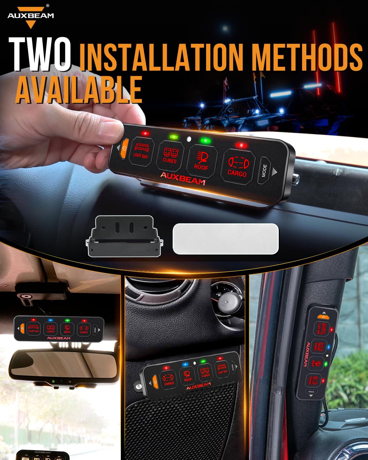 Auxbeam Panel de control auto-regulable RGB AS-R40 del panel de interruptor