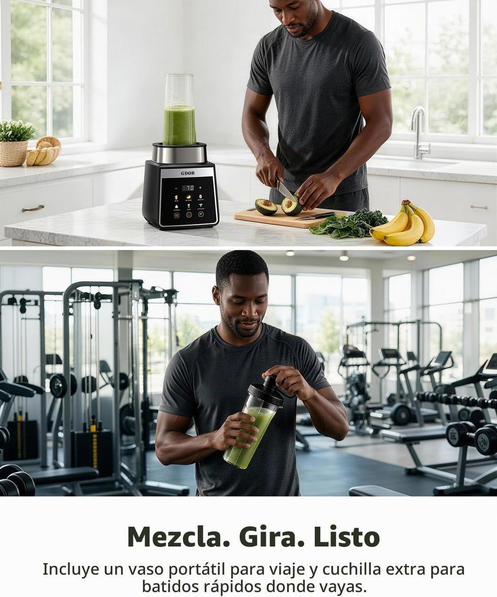 GDOR Licuadora, 1300W Auto-Program Licuadora para Smoothies con Hielo Picado