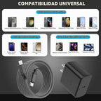 Paquete de 2 Cargador Súper Rápido Samsung de 45W Tipo C, Cable de Carga Tipo C de 10 Pies con Cargador Samsung USB C Cable USB C-C de 10 Pies para Samsung Galaxy S25/S24+/Ultra/S22/S21/S20, iPhone17