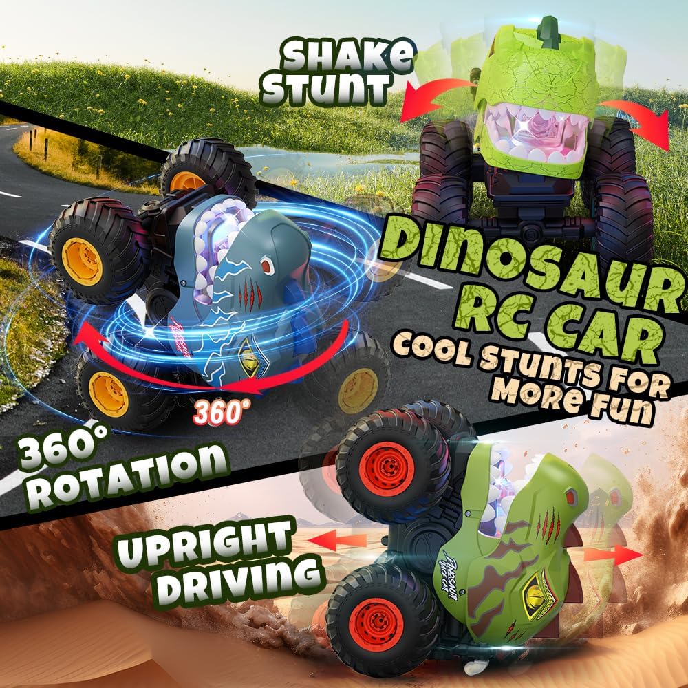 Drefirsa Auto de control remoto de dinosaurio para niños de 4 a 7 8...