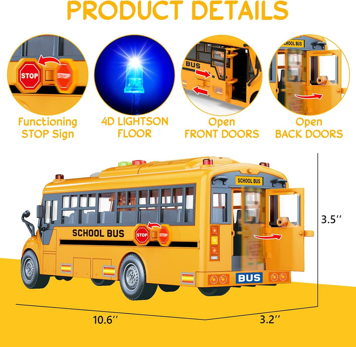Juguetes amarillos de autobús escolar para niños pequeños