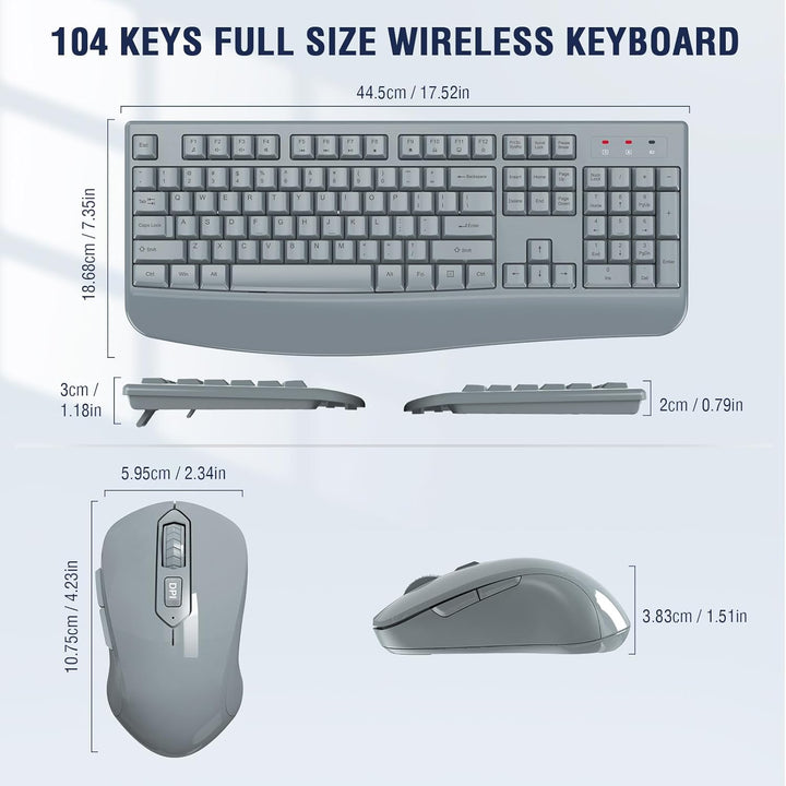 EDJO - Combo de teclado y mouse inalámbricos, teclado ergonómico de...