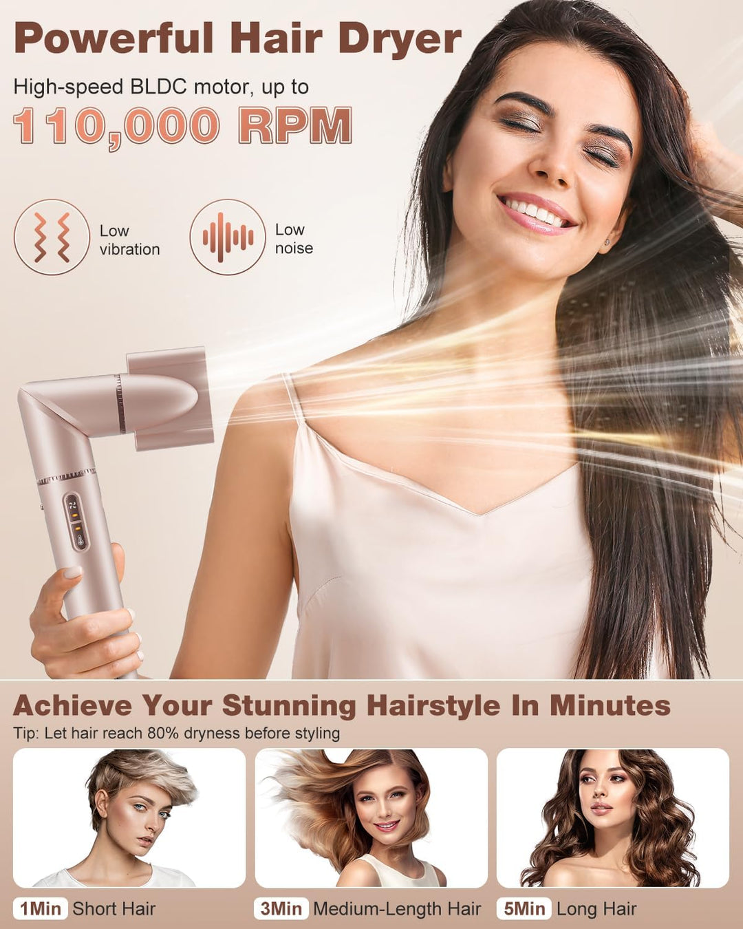 7MAGIC Estilizador de cabello y cepillo secador de cabello 7 en 1,...
