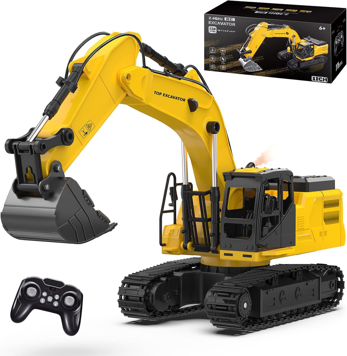 18.1" RC Excavator Toy para Boys, 1:18 Remote Control Construction Vehicle
