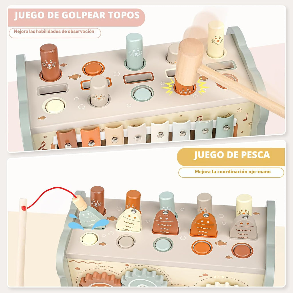 Joyreal Juguetes Montessori de madera para martillar de 1 año