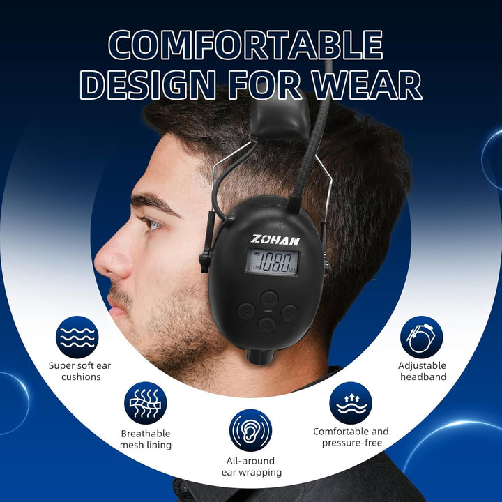ZOHAN AM\/FM Radio Headphone with Digital Display,Ear Protection No...