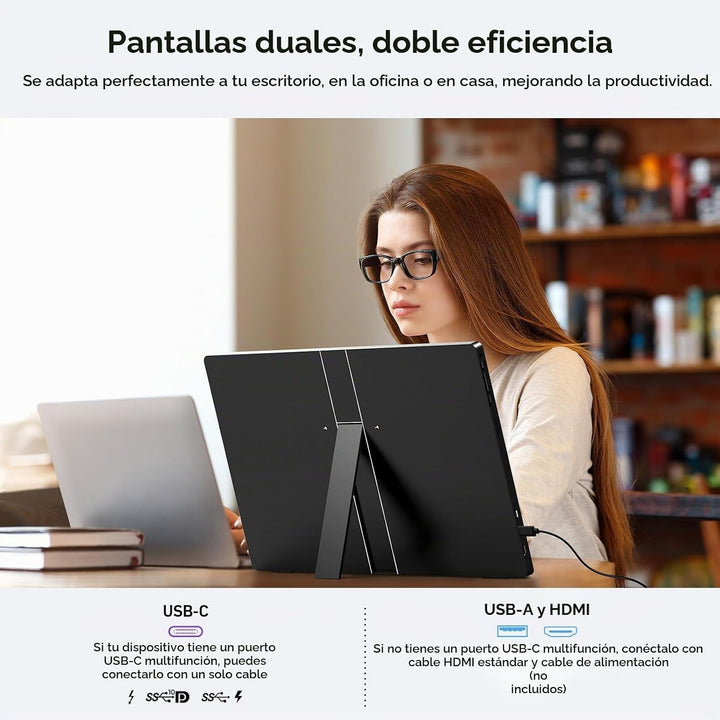 Anyuse Monitor portátil de 18.5 pulgadas 100Hz FHD 1080P IPS con so...
