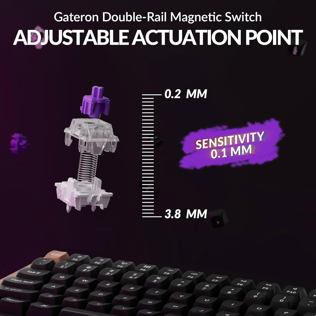Keychron K4 HE - Teclado inalámbrico de efecto Hall al 96% con almohadilla numérica, interruptores magnéticos de disparo rápido, lanzador QMK, 2.4 GHz/Bluetooth/cableado, Mac y ventanas, marco de